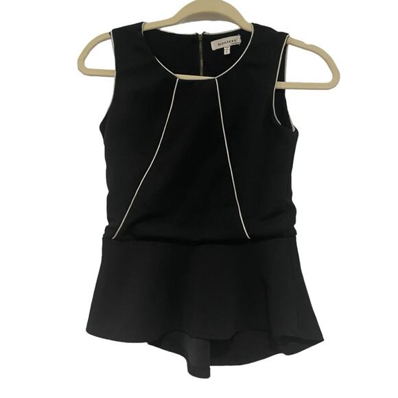 Monteau Black Peplum Sleeveless Blouse Size Small - Picture 1 of 5